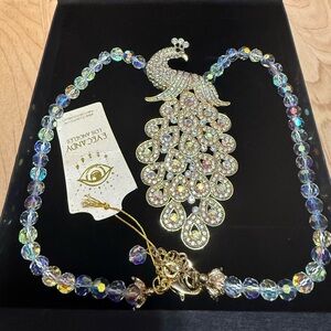 Elegant Crystal Peacock Necklace
